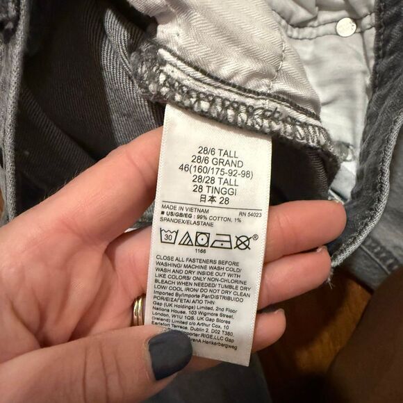Gap Cheeky straight grey high rise raw hem jeans size 28/6 tall - Picture 5 of 12
